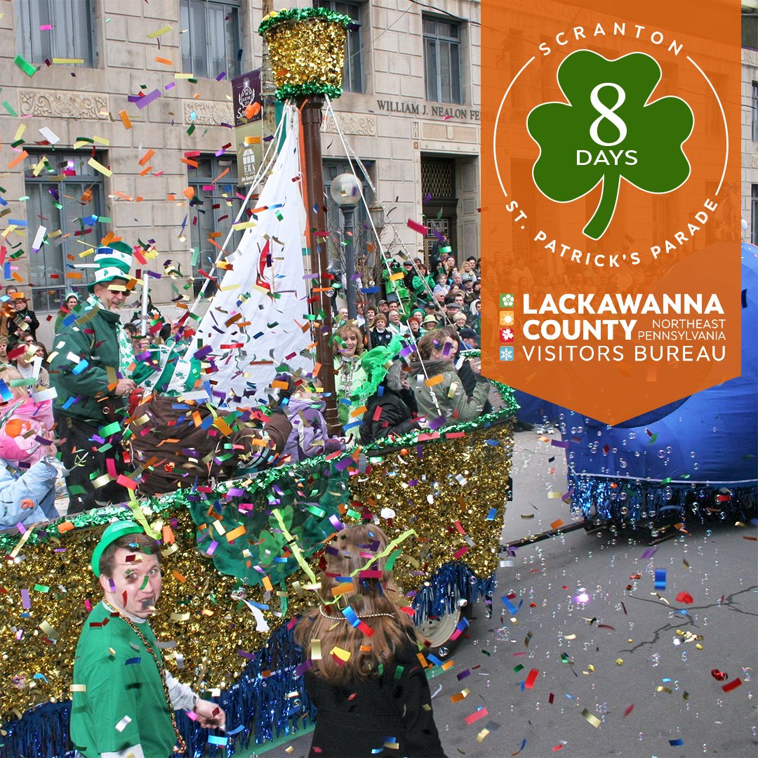 VisitLackawanna's tweet photo. 𝟴 𝗗𝗔𝗬𝗦 💚 until elaborate floats roll through the streets of Downtown Scranton! Tell us your favorite float! ⬇️ #VisitLackawannaPA 

☘️ 𝗦𝗔𝗧𝗨𝗥𝗗𝗔𝗬 • 𝗠𝗔𝗥𝗖𝗛 𝟭𝟮, 𝟮𝟬𝟮𝟮 ☘️
🇮🇪 https://t.co/2wfvJ08444

#scrantonparadeday #scranton #stpatricksparade https://t.co/45Ubwiw2tW