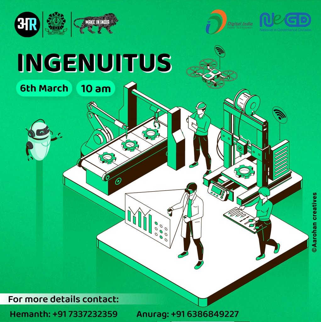 aarohan_nitdgp's tweet photo. "Ingenuity plus courage plus work equals miracles." 

Here's revealing to you, a compelling edition of Ingenuitus in Aarohan'22. Lock and load your strategies as it's time to showcase your technical prowess in the domain of your choice.
#Aarohan #TeamAavishkar #DemystifyingFuture https://t.co/V8XZy4wBcD