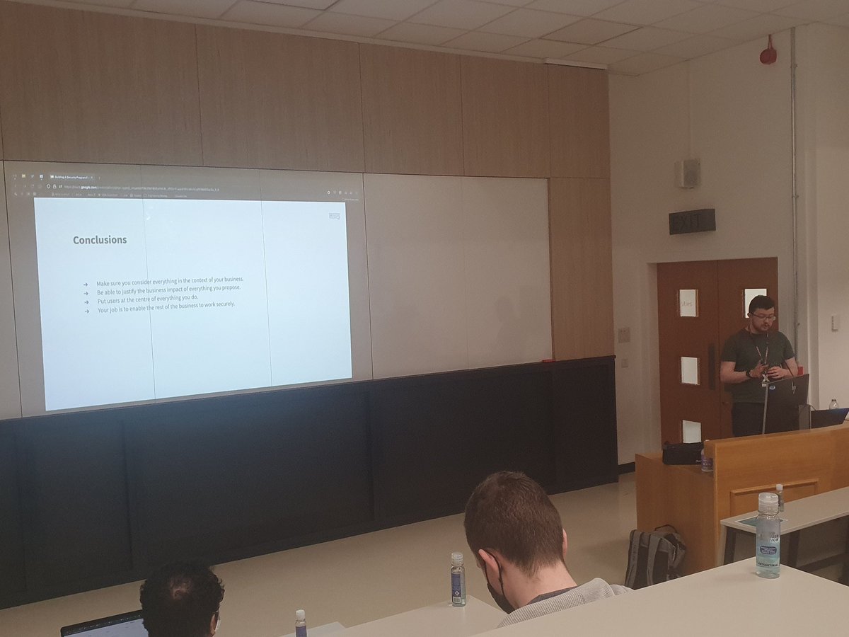 awesome talk on building up security within orgs from @JGMSoftware to kick the day off!! #SecuriTayX