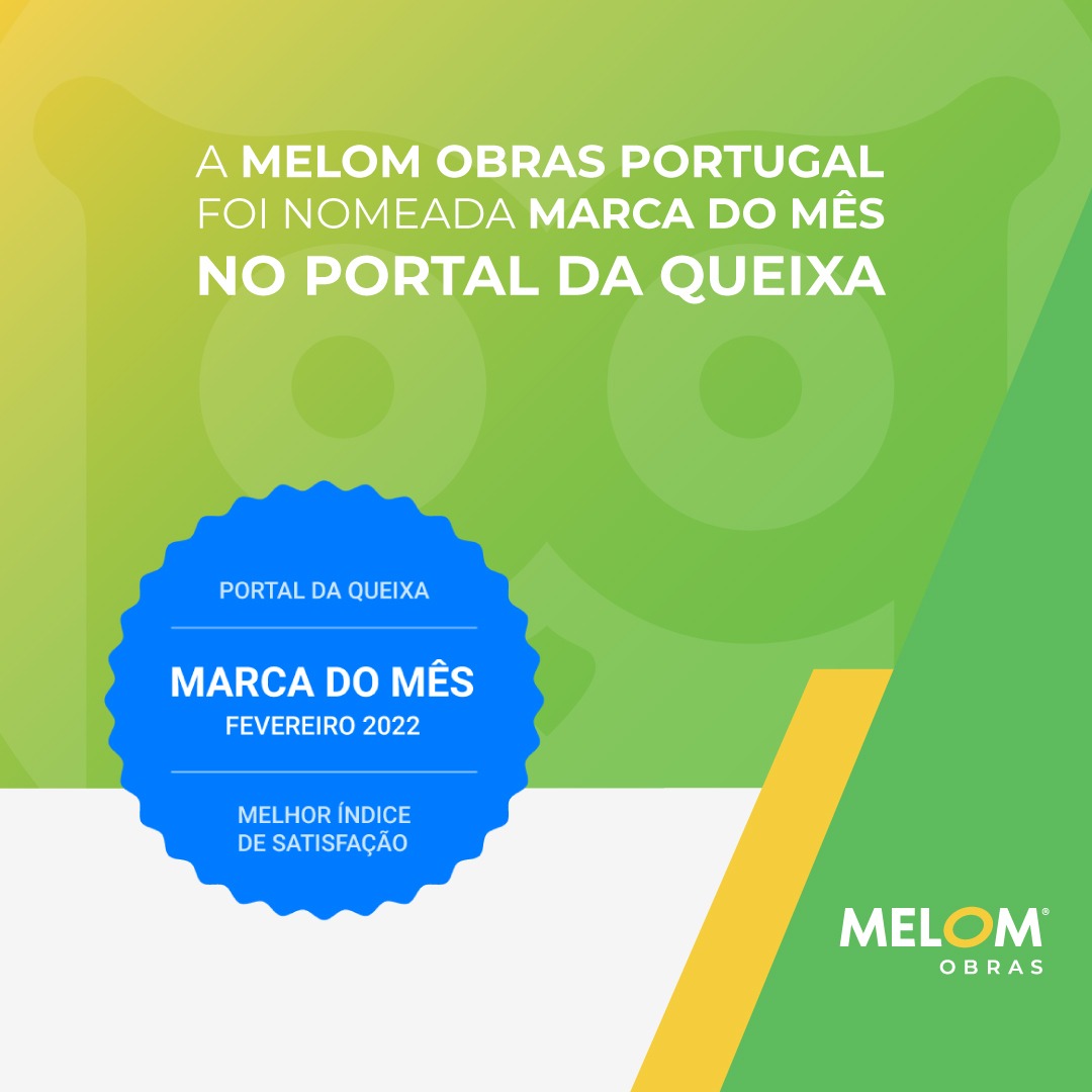 melomobras's tweet photo. 🍈 Anunciamos, com muito orgulho, que nos foi atribuído o Melhor Índice de Satisfação do mês de Fevereiro no Portal da Queixa!

Queremos agradecer a todos os nossos franchisados e aos nossos clientes. Juntos continuaremos a caminhar lado a lado!

#melomobras #melom #obras #casa https://t.co/13zNxICmnY