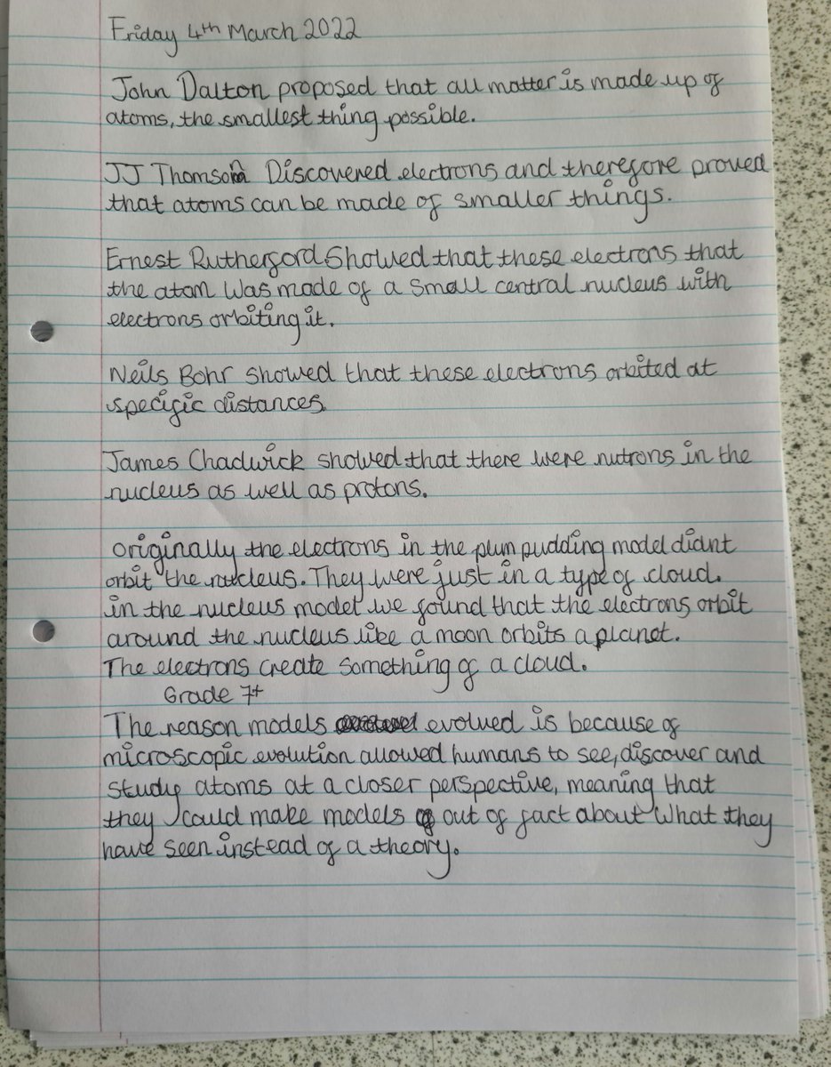 MrRVBesta's tweet photo. Yr10 Rob has had a challenging start to the day and I had concerns that he may not engage with a heavy lesson on Atomic Theory.

Rob showed a maturity and resilience to overcome a negative experience in the morning to produce excellent work in Science
😊 😃 😀 
@HamiltonSchool4 https://t.co/BauAbnt09k