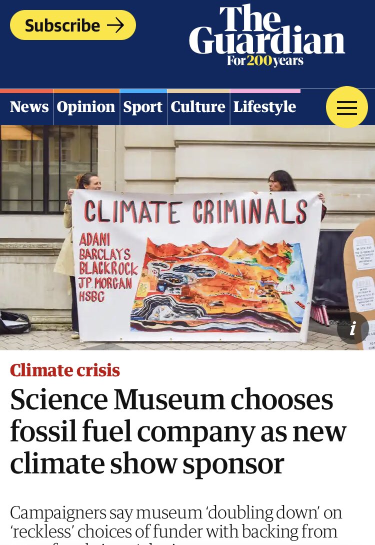 Cult_Unstained's tweet photo. We’re looking to talk to educators, teachers, and in particular teacher’s union reps about kicking fossil fuel sponsorship out of the Science Museum. Get in touch with info@cultureunstained.org if you’d like to get involved. https://t.co/RbDliOi5b5