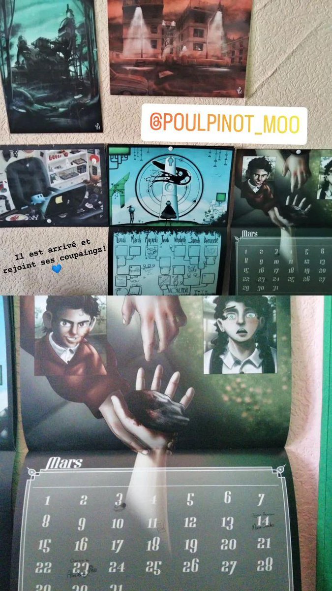LBmaverick's tweet photo. La famille calendrier s'est agrandie, le 3e #calendrier de @PoulpinoTMoo est arrivé, présentant son projet Bd #brokensoul ! Une oeuvre de plus sur le poulpi-mur! 💙 #soutien #artist #draw #krita #Blender3d #BD #twitch #streamer #poulpinot https://t.co/6zXlxxnpa7