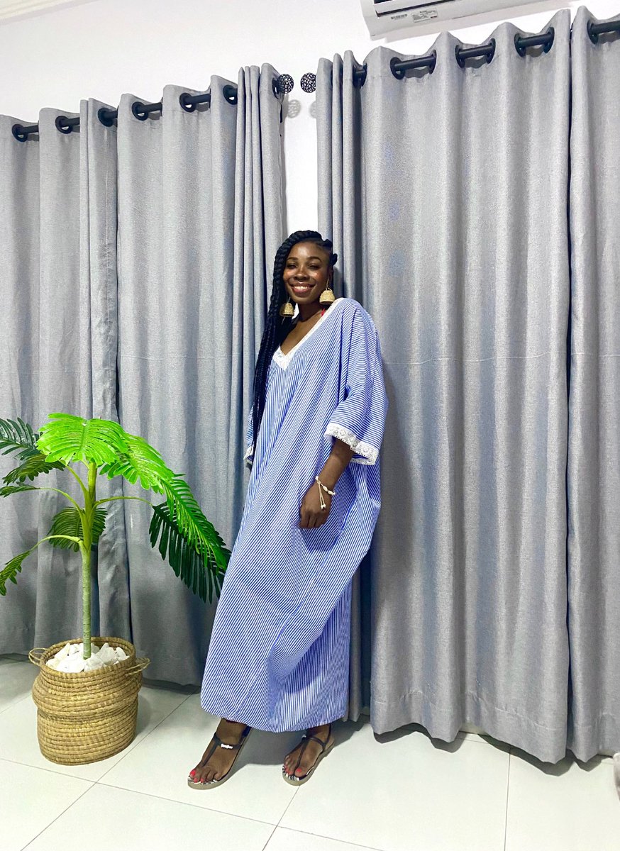 Pridadosoffici2's tweet photo. It’s the MALIKA Kaftan 

Made with striped cotton with the cutest lace trimmings adorning the neck and sleeves, we can attest to its beauty and uniqueness. 

Selling for N20,000

It’s comfort all the way. 

Coming soon in pink. https://t.co/F4oPXkz3yq