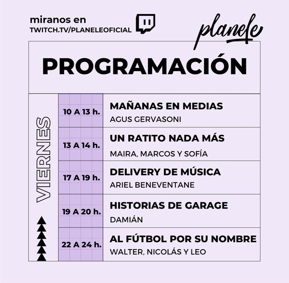 unratitook's tweet photo. Acompañanos hoy en nuestro primer programa de 13 a 14 por https://t.co/MvJ1N8Lv8c y escuchá nuestras columnas:
✊🏽 Acción feminista
🎸Musicalizate
🤯 Todo es político

Sumate a @planeleoficial desde las 10 👇🏽 https://t.co/38DA1pMRkZ