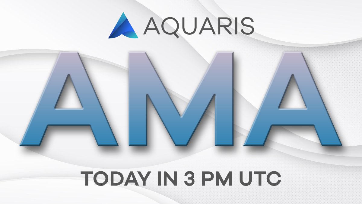 AquarisToken's tweet photo. ✅ AMA today! Don't forget

https://t.co/cXbIUNTQPf.

⏱ Starting at 15:00 UTC
💸 The author of the best question will get $100 BUSD https://t.co/zmUsIEhNyH
