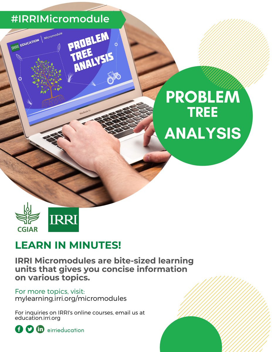 irrieducation's tweet image. #DidYouKnow: IRRI Micromodule in #ProblemTreeAnalysis
#Micromodule : How do researchers identify the root cause of the problem? By making a problem tree analysis. Know how to create a problem tree analysis by clicking this link: tinyurl.com/ptreea