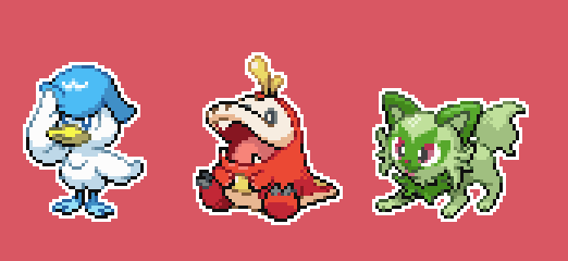 TravisComm's tweet image. Took me a lot of time and I will probably notice inconsistencies after posting, but the Gen 9 starter trio is here! 🦆🐊🐈
#PokemonScarletViolet #pixelart