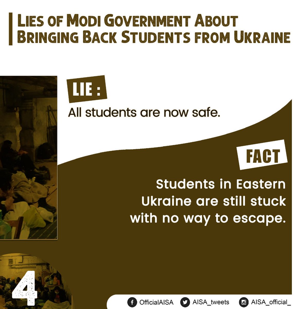 aisa_delhi's tweet photo. While students in #Ukraine suffer
Modi Govt finds itself busy lying to us through all of its PR and propaganda!
#BringBackIndianStudents
#EndWarOnUkraine https://t.co/bkeTKLZB1w