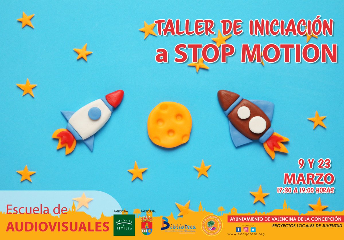 Iniciación a STOP MOTION 🎥
🗓 Taller de 2 sesiones, 9 y 23 de marzo
1. Diseño del storyboard, materiales y conocer la App (9 de marzo)
2. Grabación y edición de una pieza (23 de marzo)
⏰️ De 17:30 a 19:00 horas
Formulario de Inscripción
forms.gle/LjcK8fisEcjggb… #Eca22