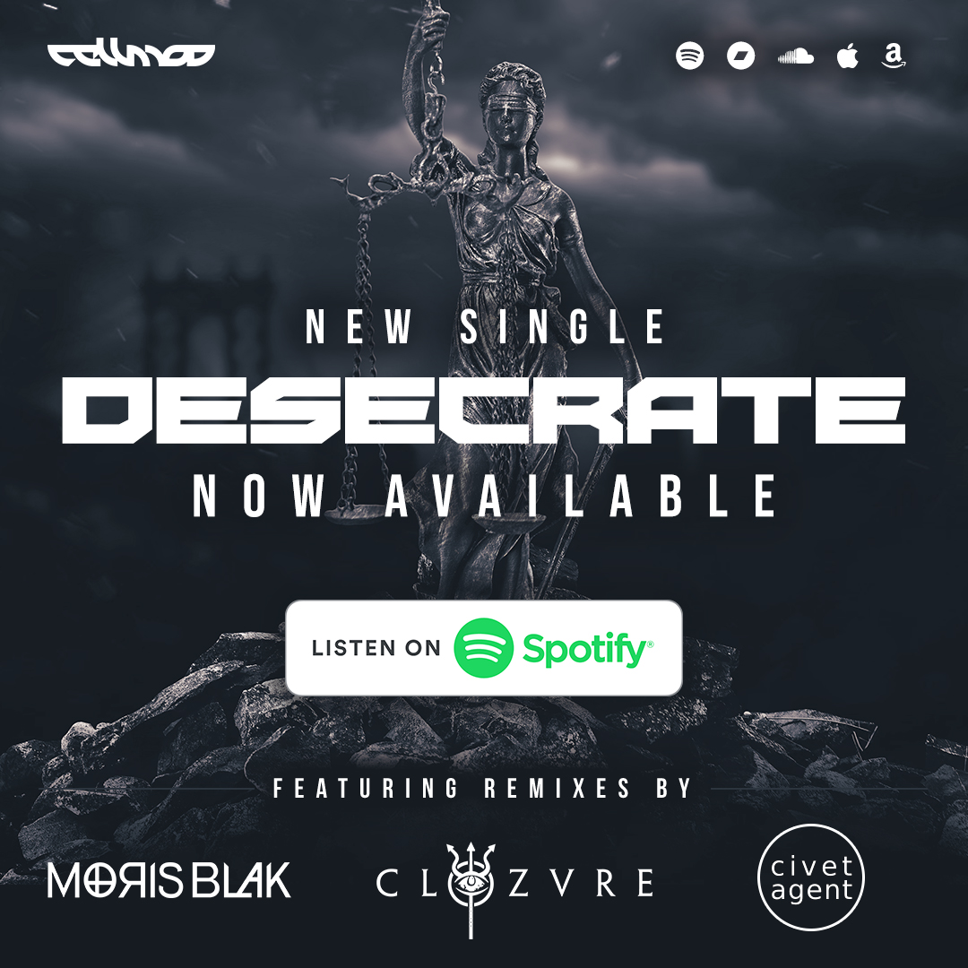 Cellmod's tweet photo. New Single: Desecrate is now available featuring remixes by @moris_blak @CLOZVRE @CivetAgent! Check it out on Spotify, Apple or Bandcamp
Listen Now: https://t.co/dwKYqGKiKm https://t.co/AqhV4NGTqi