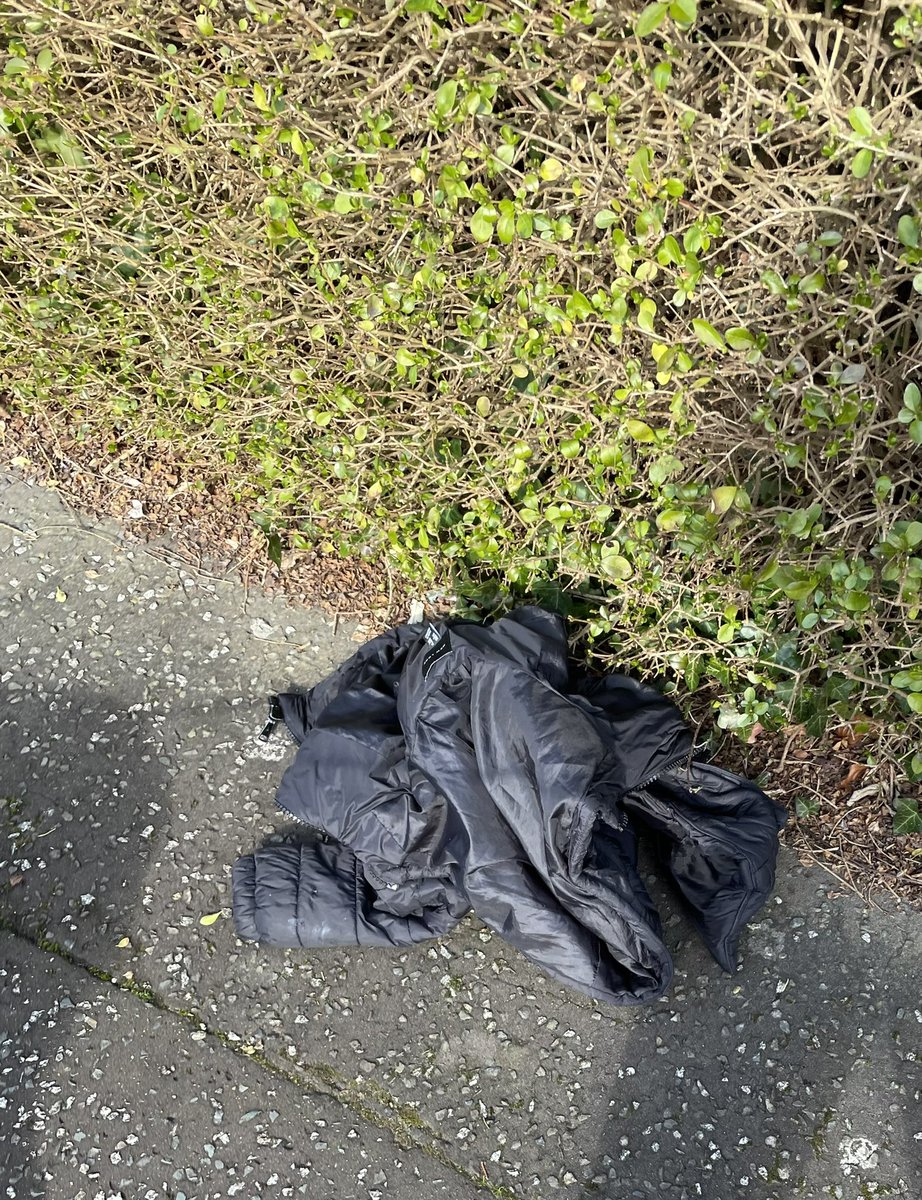 I’ve passed this discarded coat several times over the last few days as have many others. It hasn’t been taken by anyone, it hasn’t deteriorated into thin air and if it doesn’t get removed then it will remain here for a long time. Clothes don’t remove themselves #JusticeForNoah
