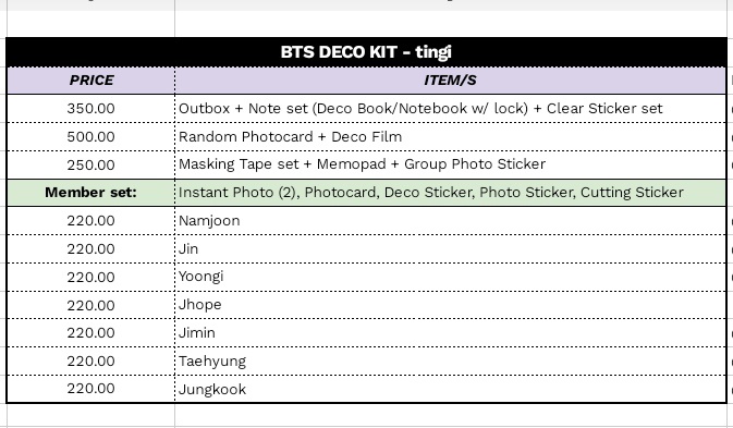 rkhiveesells's tweet photo. #YMSPHTingi | help rt🙏
WTS/LFB

✨BTS DECO KIT - tingi [Batch 3]
🏷️see photo for the pricelist
available in B1&amp;2: RM, Suga, (2) Jhope

DOP: March 31
Reply "Mine + Items"

❤️ = yours
(subject for securing)

note: atleast 80% of slot must be taken to push through https://t.co/Flao8zYRZn