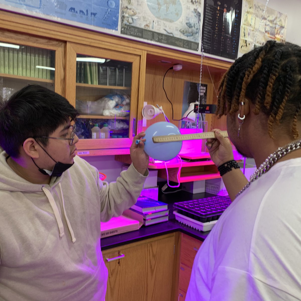 indiana_mott's tweet photo. Students working on Big Bang Balloon Lab learning about Hubble’s Law #pikeproud #pikescience https://t.co/ARivuILukG
