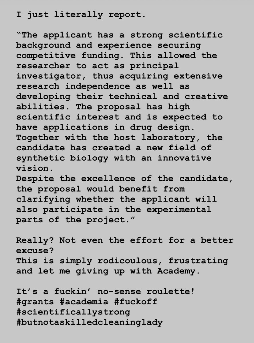 Vito, you’re a great and skilled scientist. Your proposal will create a new scientific branch, your vision is impressive. The research plan is just perfect! 
Sorry, we cannot fund you cause you don’t like pineapple pizza.
#nowords #outoftheblue #grants #stupidreasons #roulette