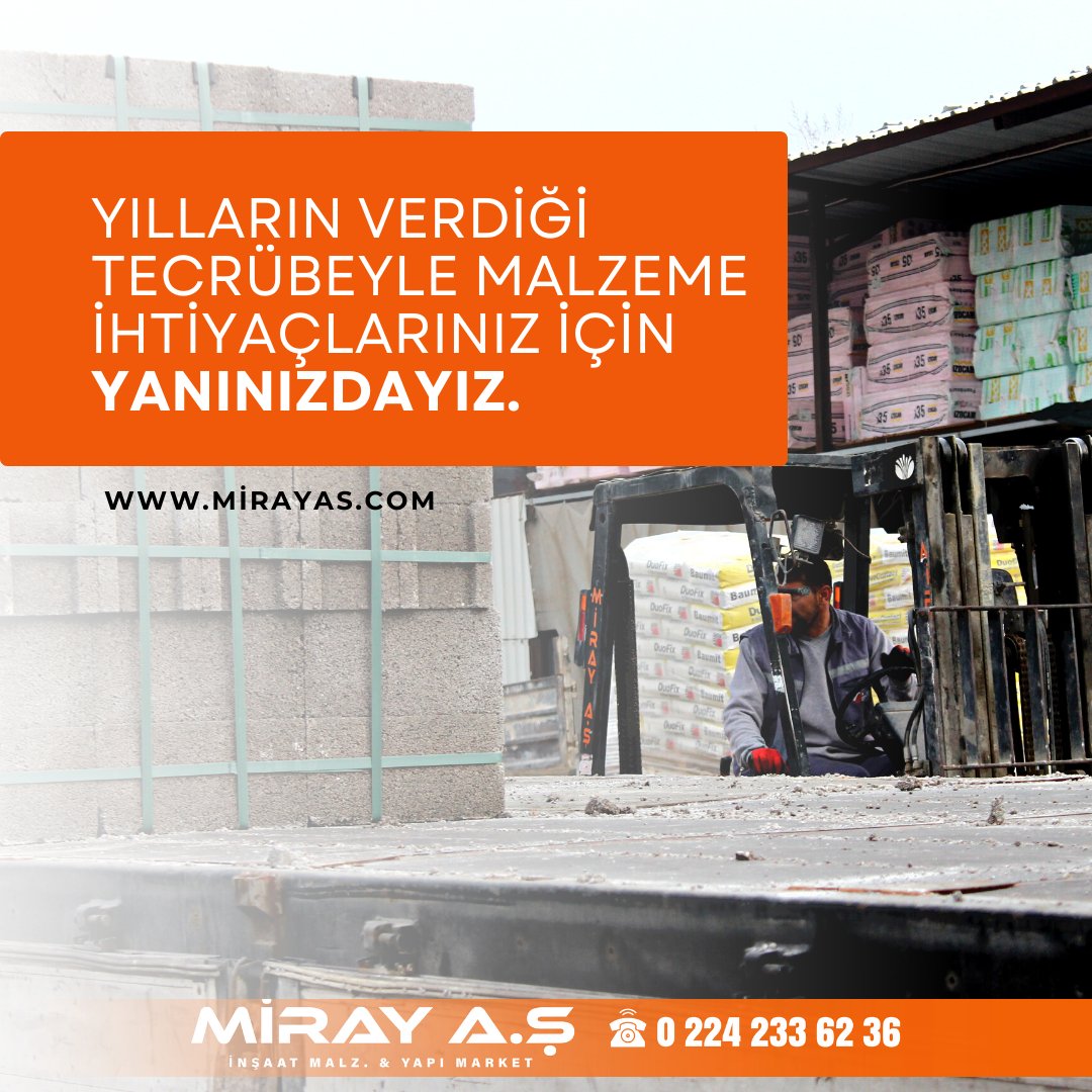 İnşaat, yapı malzemeleri alanında ürün satıyor, her geçen gün uzman kadromuzla gelişiyoruz. 10 yıllık tecrübesiyle Miray A.Ş. sizinle!

mirayas.com 0 (224) 233 62 36 / 0545 233 62 36 - (37)
Şirinevler, 11 Eylül Blv. NO:111, 16290 Yıldırım/Bursa