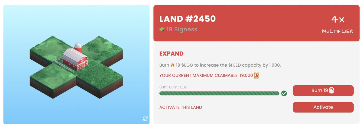 0x_dano's tweet photo. 🐓 I just can’t press that burn button! I’ll keep leveling up my other farmland, but I’m going to sit on this one until I see any more #cleanfarm pop up on the market and get a sense of the value. Could be WILD. #bokbok chikn fam. @chikn_nft https://t.co/PFbVvcLD79