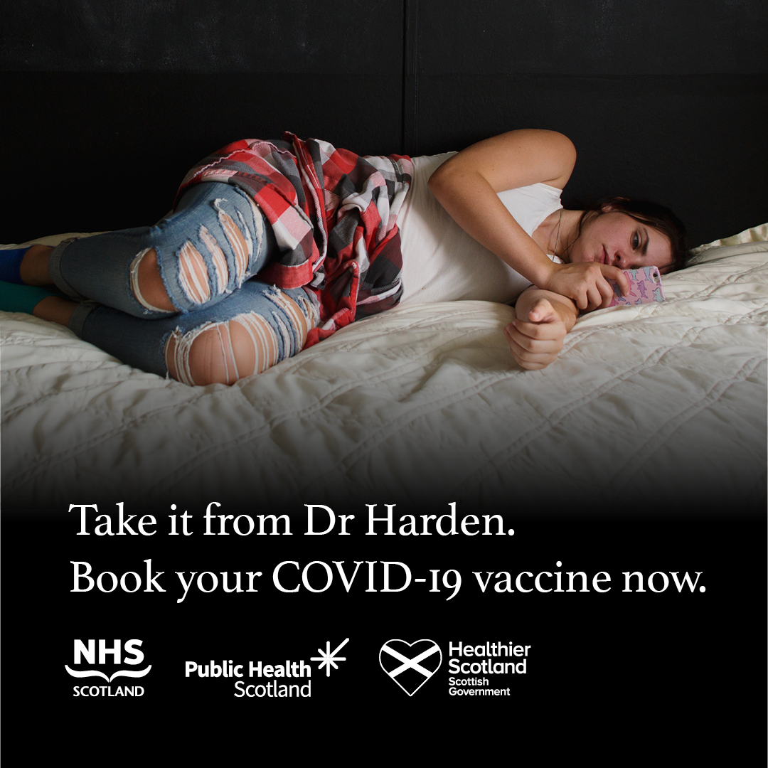 NHSScotland's tweet photo. The vaccine is safe and effective for 16-17 year olds
and means they can keep living their lives while protecting others.
Visit https://t.co/wfvSlNm0BM to book an appointment or find your nearest drop-in clinic. #TakeItFromThem https://t.co/940zvWhPHt