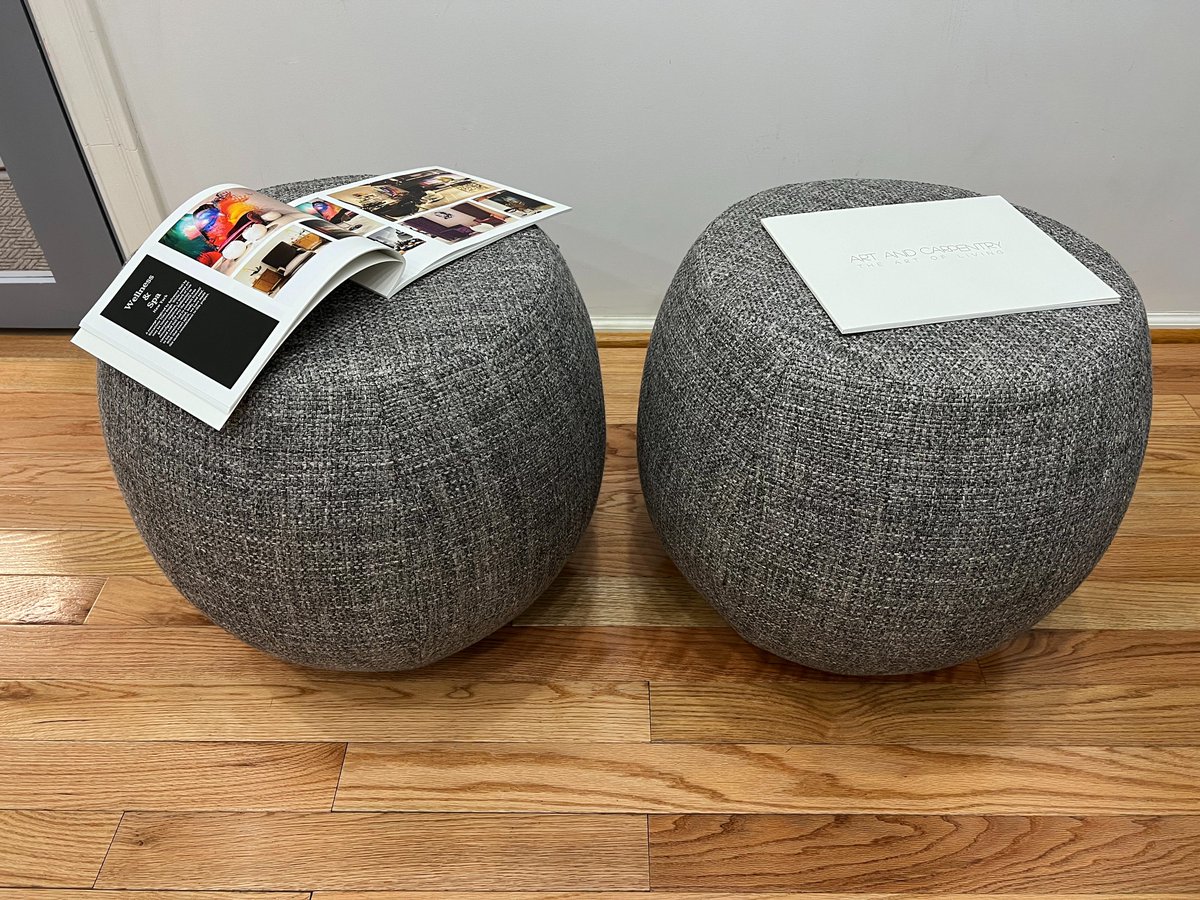 artandcarpentry's tweet photo. An elegant fabric upholstered mid-century 2 piece grey elegant ottomans with tufted round design and generous padding provides gentle splendor while entertaining or relaxing. Enhance your room with this beautiful standout give your home a touch of luxury.
@artandcarpentryny https://t.co/gA1NeY91Cm