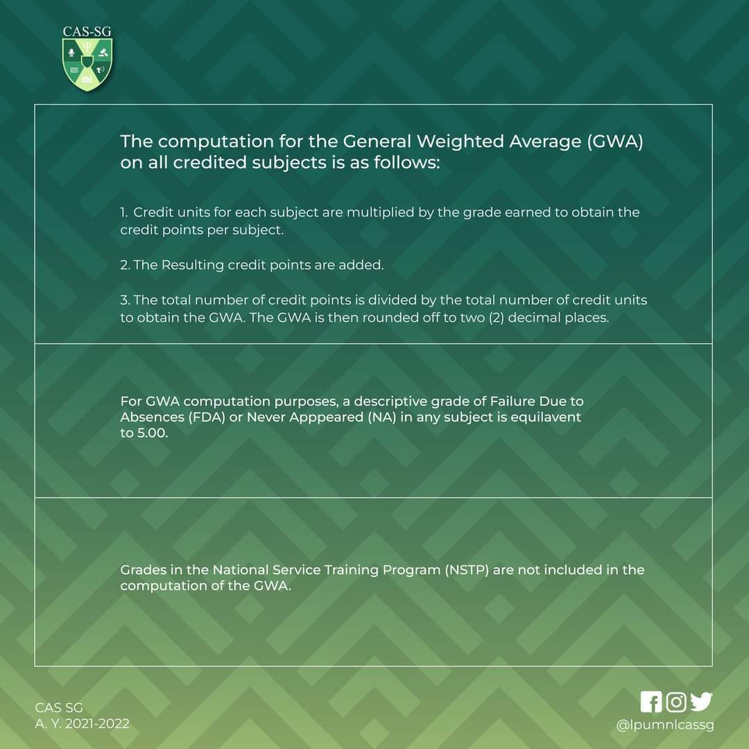 ATTENTION CASMATES!

Cheers to the Graduating Students of Batch 2021-2022! CAS Student Government is very proud of you! 💚

Please be advised regarding Policies on Latin Honors as it is posted below. 

Padayon, CASmates!