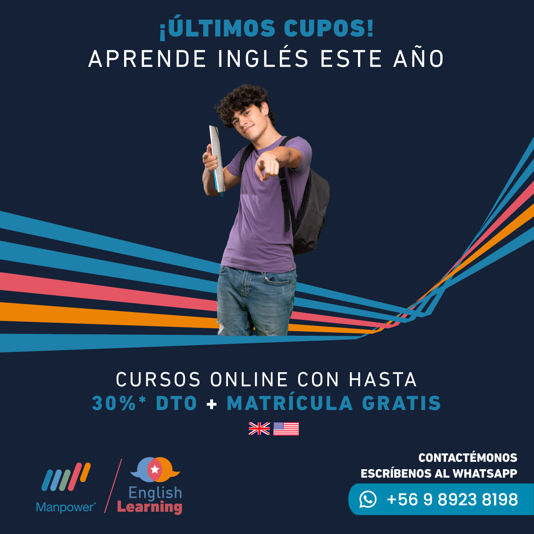 ManpowerEnglish's tweet photo. GARANTIZAMOS TU APRENDIZAJE ¡CONSULTA DETALLES Y PRECIOS!
Matricúlate gratis en nuestros cursos de inglés online con profesores en vivo o presenciales y obtén hasta 30% dto en el arancel.

¿Consultas y matrículas? Mándanos tu mail o escríbenos al whatsapp https://t.co/EfzMcxLdYP https://t.co/Itodp2Laqg