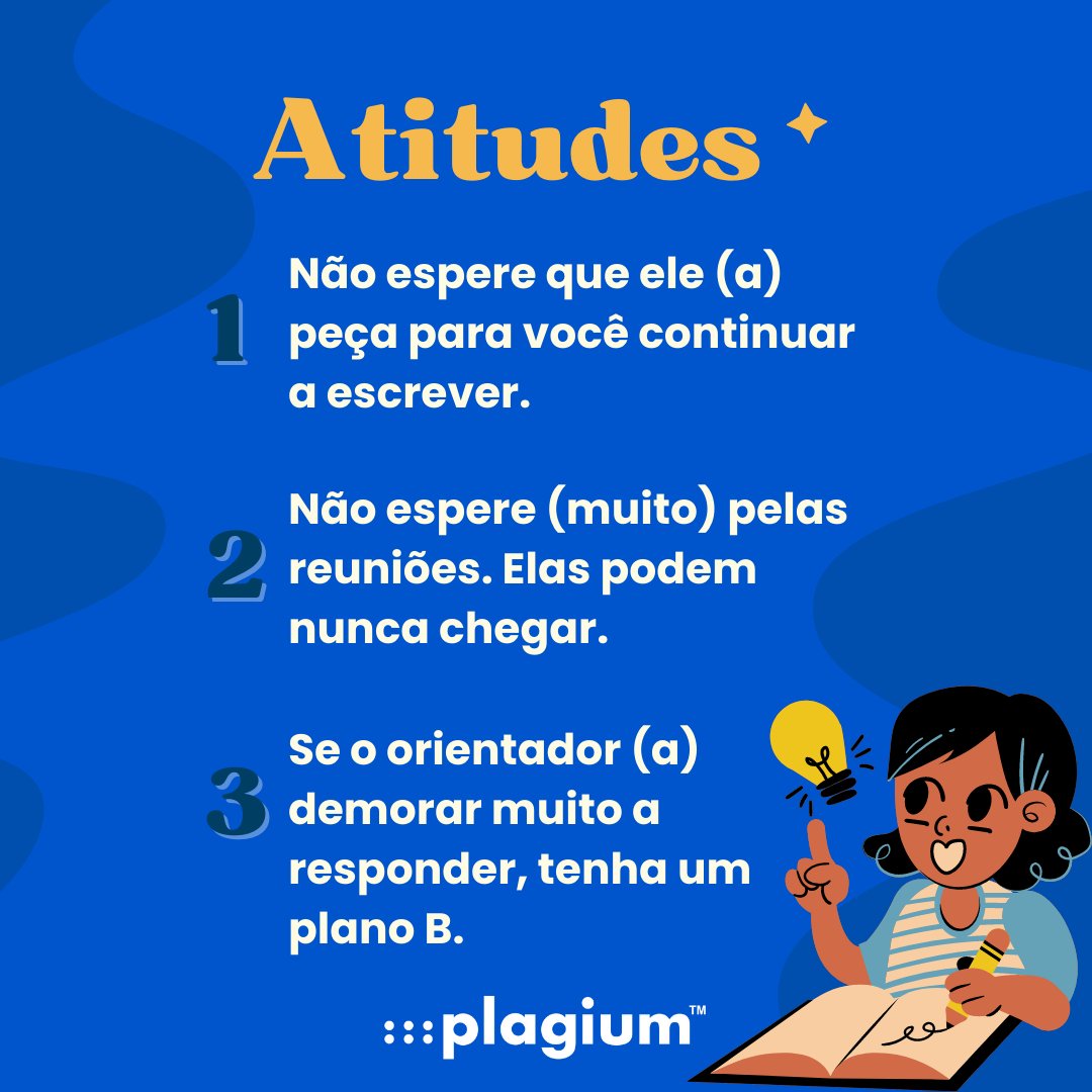 Plagium_com's tweet photo. É importante você saber que nem sempre seu orientador vai poder te dar a atenção que você precisa, por diversos motivos.

Por isso, não fique parado aguardando uma reunião ou uma resposta! Avance sempre com seu trabalho e foque em finalizar seu TCC. https://t.co/tM9bWn50vs