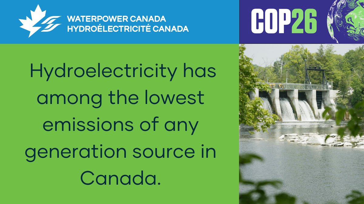 WaterPowerCA's tweet photo. #Hydroelectricity has among the lowest #emissions of any generation source in Canada, even factoring in manufacturing of structures and components, construction, transportation, changes in land use, operation and decommissioning.
https://t.co/G96VVopNsS
#HydroForNetZero" https://t.co/tORodrVu7j