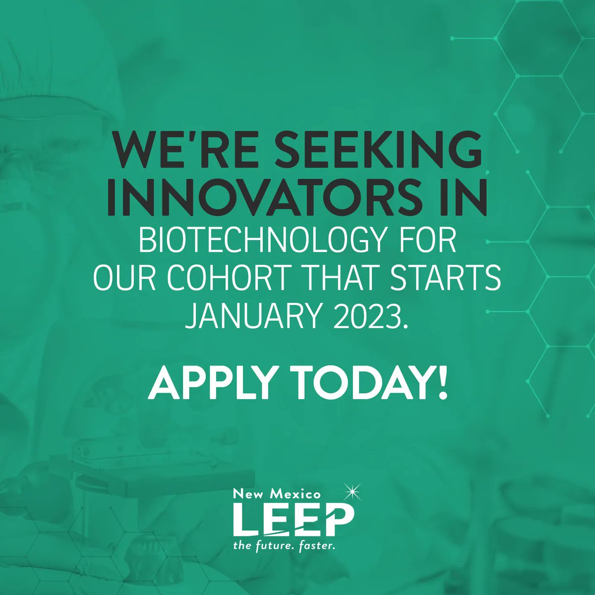 nmleep's tweet photo. Do you live, eat, and breathe #bioinformatics, #structural Biology, #biochemistry, or #biomanufacturing and have an #innovation or #technology that you’d like to bring to market? We want to get you there! Apply to LEEP Cohort 2 today! https://t.co/TR5py3D8gd

#NMLeep #Innovation https://t.co/jqXdyJYNH9