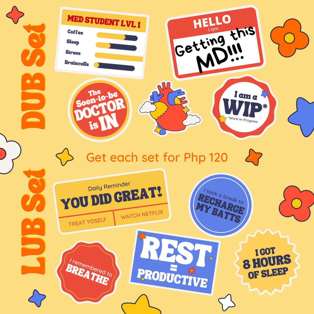 UPPMSMedCon's tweet photo. The UP Pre-Medical Society’s Clothing Clinic brings you Bili na, Doc!, LubDub’s official Medicine-inspired collection that includes shirts and stickers which you can use to further motivate you in your medical journey 🥰🩺

Order through this link!: https://t.co/LeUoIT0iGC💛 https://t.co/0t40KkKiNd