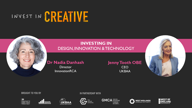 UKBAngels's tweet photo. Join us on 11th March for our next #InvestInCreative fireside chat, where UKBAA's Jenny Tooth OBE & Nadia Danhash of @InnovationRCA will be discussing trends in the #design & #technology space and where the opportunities for investors lie https://t.co/9gTf2bSjd7 https://t.co/LgYvMv2ePB