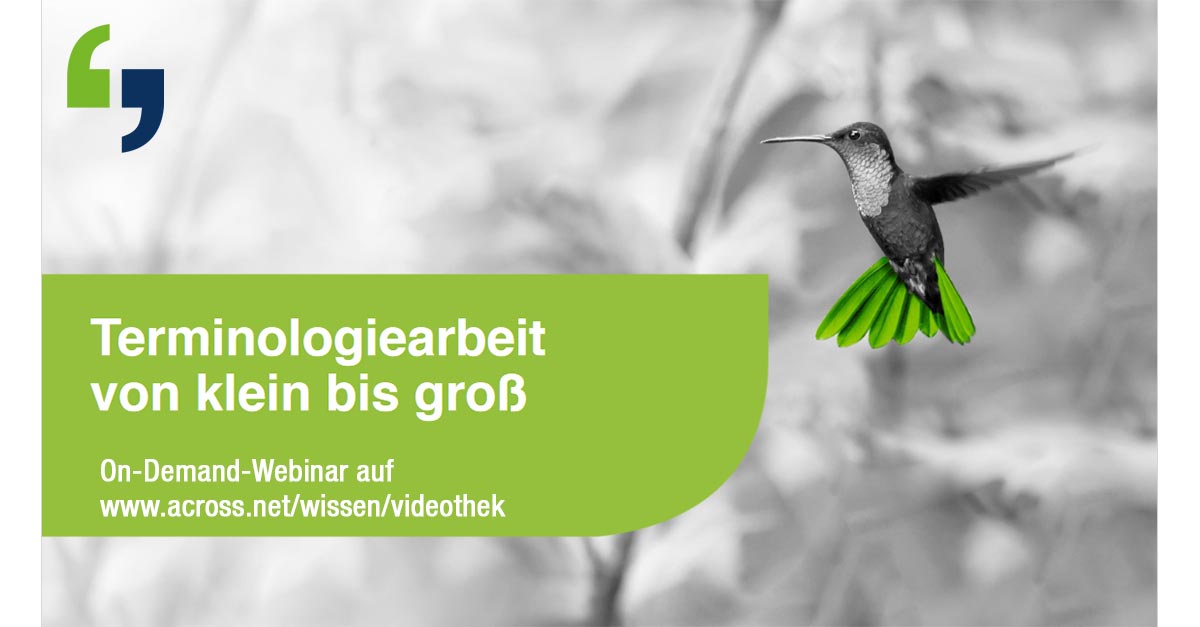 Across_Systems's tweet photo. Für viele Unternehmen ist die Vereinheitlichung der Corporate Language ein wichtiges Ziel. Der Weg dahin ist konzentrierte Terminologiearbeit. Was aber ist der richtige nächste Schritt für Ihr Unternehmen?
Neues OnDemandWebinar https://t.co/FJTRSp5kG9
#Translationmanagement https://t.co/QIfqEZRgkq