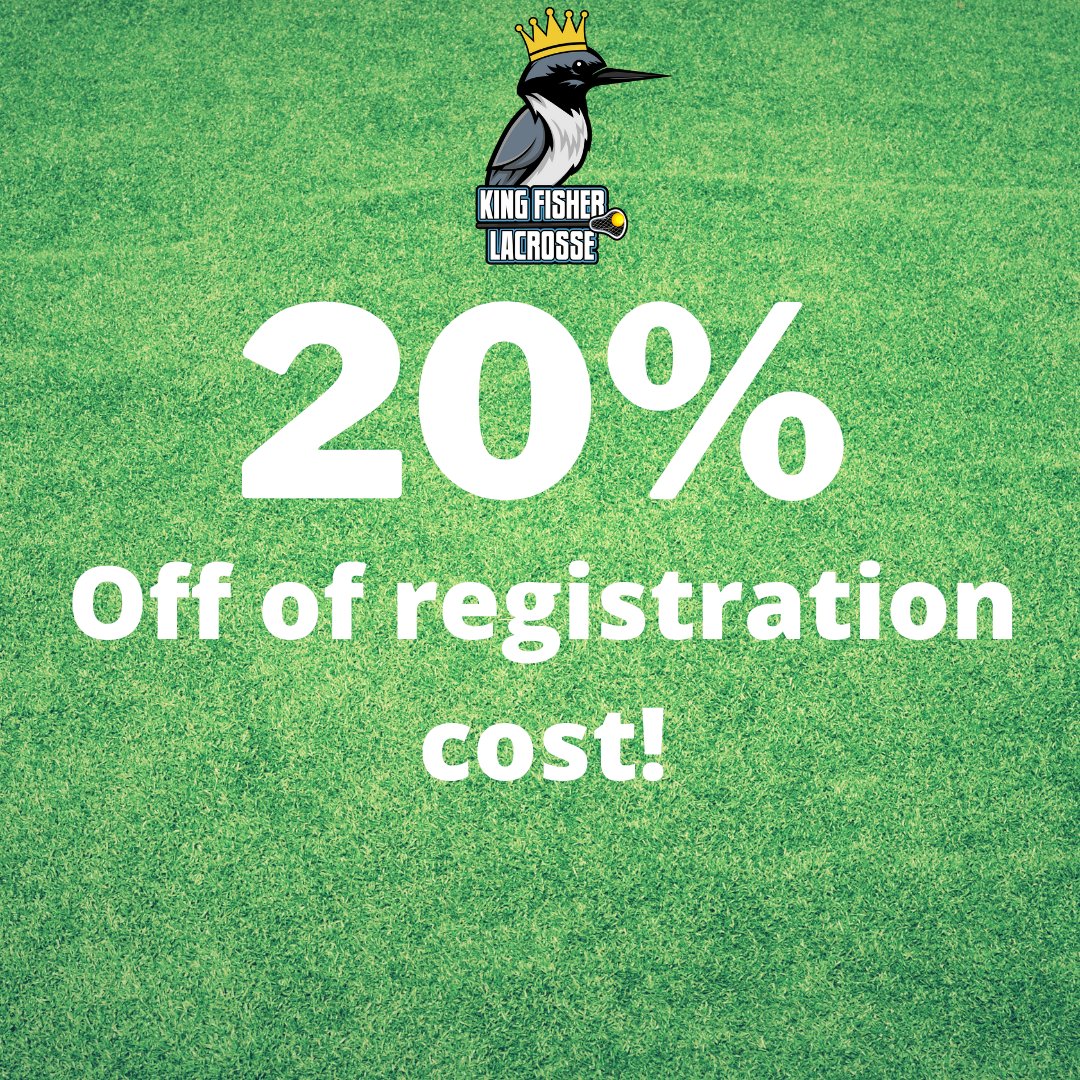 KingfisherLax's tweet photo. We have had some very generous donations come in. So, we are now able to pass down savings to all of you! All registration costs have been lowered 20% for this Spring season. https://t.co/IH5BQxwStt