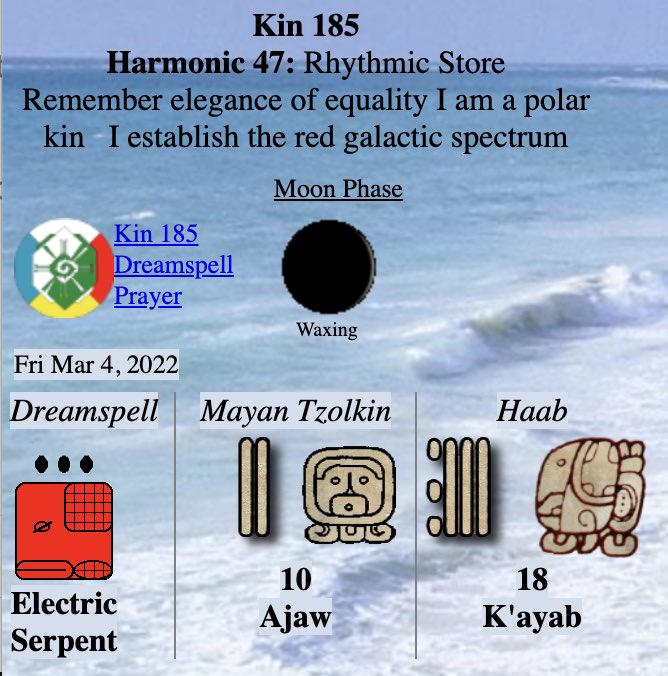 Tex369X's tweet photo. Friday 3.4.2022 - #Kin185
Long Count 0.0.9.6.0
moon:8 day:26
#REDELECTRICSERPENT
I activate in order to survive
Bonding instinct
I seal the store of life force
With the electric tone of service
I am guided by the power of universal water
I am a polar kin https://t.co/ZW05YJqxSw