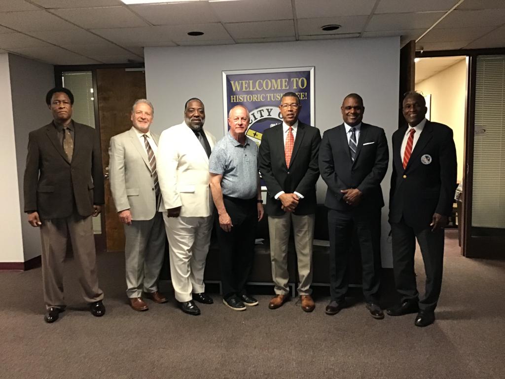TechTpt's tweet image. TPT presenting at the Mayor's Convention in Tuskegee, AL.  (L-R) Raymond Jordan TPT Business Development, Richard Eberhardt COO TPT , Eddie Levert Jr, Joe Turnham, Economic Development, Tuskegee Mayor Haygood, Stephen Thomas, CEO TPT and Councilman Mayor John Ford  $tptw