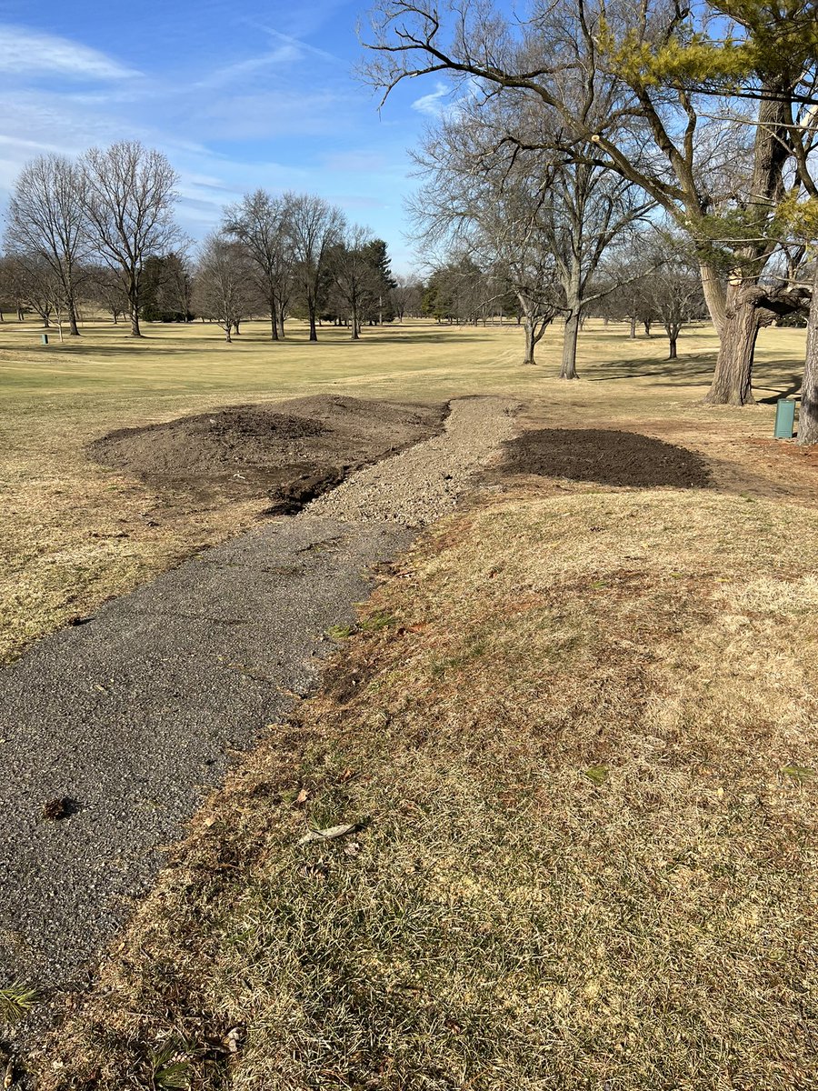 sccturfgrass's tweet photo. First, huge shout out to my team this week. Many projects completed including tee expansions or additions, cart path base installs, mounds shaped on 15 and other sod projects. New roof going on maintenance facility today, and our new patio is ready for a cold cocktail tomorrow. https://t.co/ZGN0WQFzbb