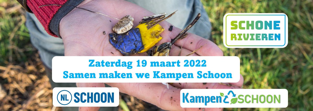 Op Zaterdag 19 Maart 2022 maken we met z’n allen #Kampen Schoon.  Vele organisaties en individuen werken samen om niet alleen je straat of je wijk schoon te maken maar juist ook de natuur.  Lees meer op Kampen-schoon.nl  #schonerivieren #ijssel,