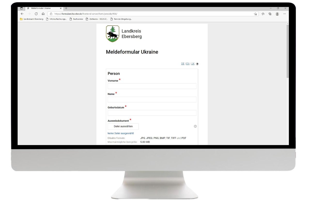 Aus der Ukraine Geflüchtete, die im Landkreis Ebersberg untergekommen sind, können sich jetzt ganz leicht über ein Online-Formular beim Landratsamt anmelden. Alle Infos und das Formular finden Sie unter: lra-ebe.de/aktuelles/aktu…