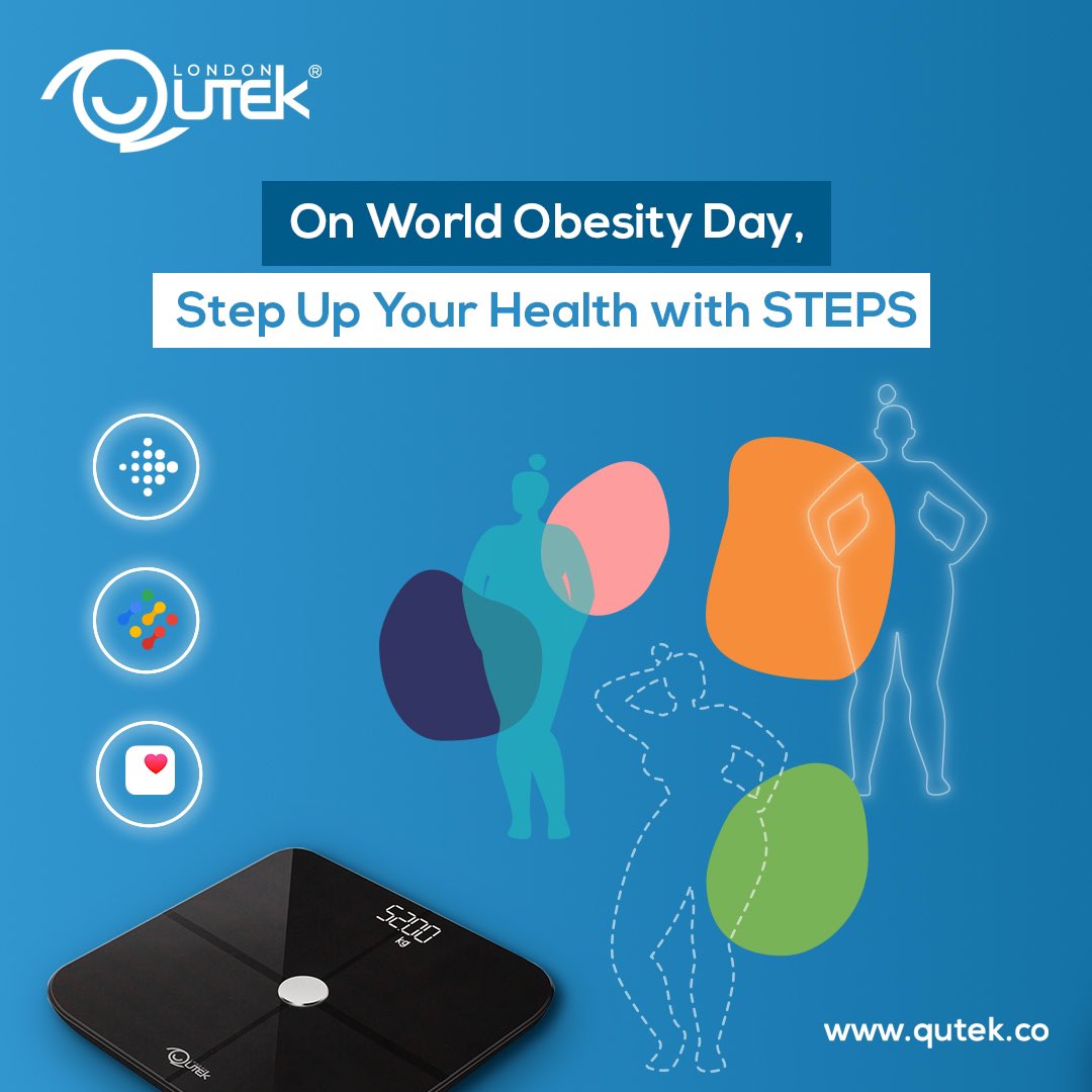 QutekGlobal's tweet photo. 2 key words that continue to trend on World Obesity Day are: “Take Action”. Treat obesity with a healthy lifestyle and the right tools. STEPS Body Composition Scale is your perfect partner for the weight loss journey. It’s compatible with almost all health apps 
#Qutek_Uk https://t.co/MJLdssEqbk