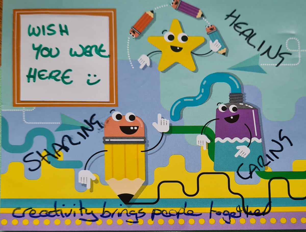 egillaspy's tweet image. Making #creativeHE postcards ♥️ I reused some packaging I had on my desk