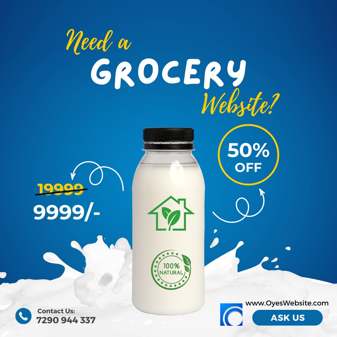 OyesWebsite's tweet photo. Want to grow your #grocery business online? Get started with @OyesWebsite and get 50% discount on your first website. 
eCommerce 📦 Website starts @ ₹9,999*
WhatsApp 📞 : +91 7290 944 337 
Visit🔗:  https://t.co/R0XlaEQ5gW 
#ecommerce #ecommercestore https://t.co/wKf6cKftz8