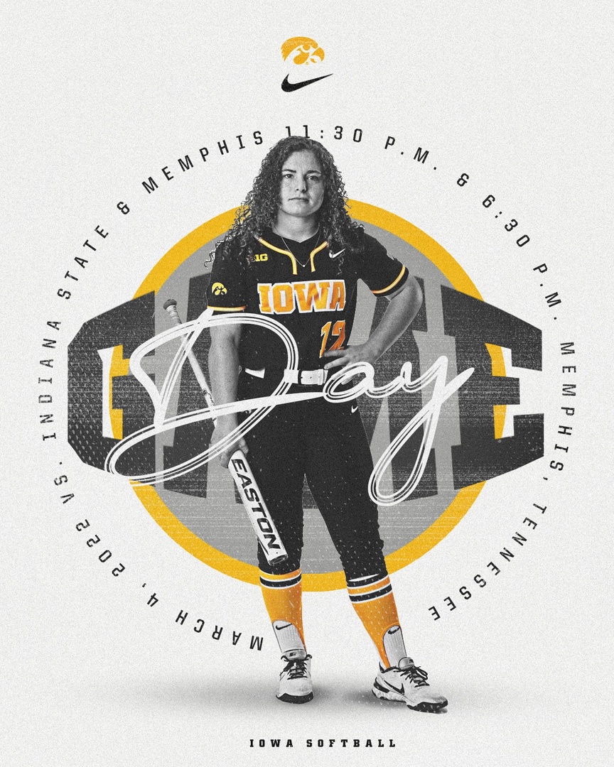 iowasoftball's tweet photo. ✌ on the 📆 for today! 

🆚: Indiana State &amp; Memphis
⏰: 11:30 a.m. &amp; 6:30 p.m. (CT)
🌎: Memphis, Tennessee
📍: Tigers Softball Complex
💻 (Memphis): https://t.co/NnVbJAiUiq ($)
📊 (ISU): https://t.co/18xwAMmILQ
📊 (Memphis): https://t.co/zhV9bVnuAq

#Hawkeyes #FightForIowa https://t.co/VppR06r32T