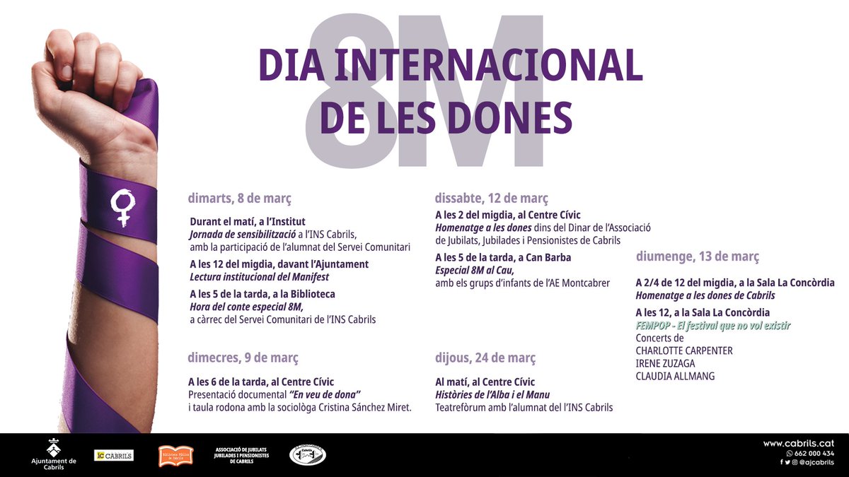 ajcabrils's tweet photo. #Cabrils commemora el Dia Internacional de les Dones 💜

#8M2022 
#8M https://t.co/xKKklhaqwW