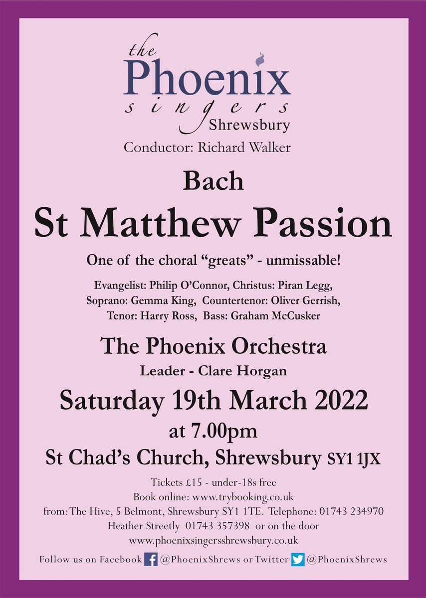 CONCERT ALERT!! It’s going to be a good one! 🎶🎶 Particularly excited about @archmusicman singing with us again - such a beautiful voice! 😍 @PhoenixShrews @StChadsShrews #Shrewsbury #SHROPSHIRE #choirconcert #StMatthewPassion #Bach