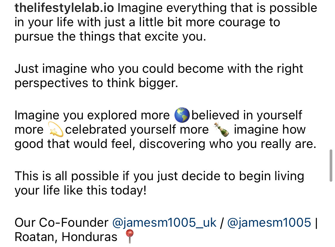 lifestylelab_io's tweet photo. Imagine everything that is possible in your life with just a little bit more courage to pursue the things that excite you. 

Just imagine who you could become with the right perspectives to think bigger… 🌴🧪 https://t.co/0l3WVPTdZi