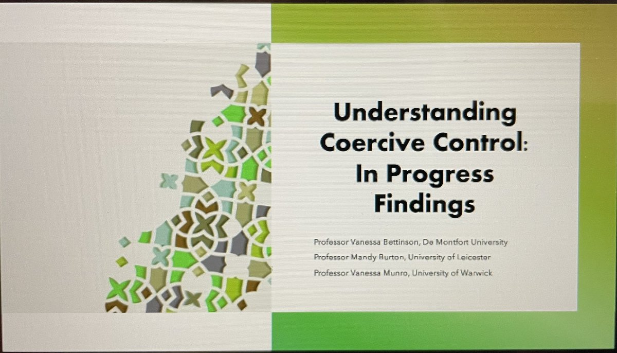 ktbg1's tweet photo. #TVPResearch conference now hearing from @VMunro_Law @bettinson_v & Prof Mandy Burton on their Coercive Control research which @ThamesVP have been part of. https://t.co/64m5UjL1Fx