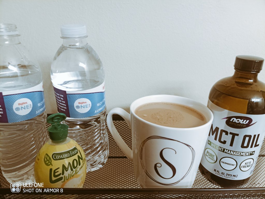 Part of my morning 🌅 ritual. MCT OIL & COFFEE ☕. 🍋 juice woth Two glasses of room temperature water. Now to install #meditation back into my morning routine and working out! 
°
°
°
°
.
.
.
#mctcoffee 
#mctoil 
#mctoilbenefits 
#morningmotivation 
#morningritual 
#lemonwater