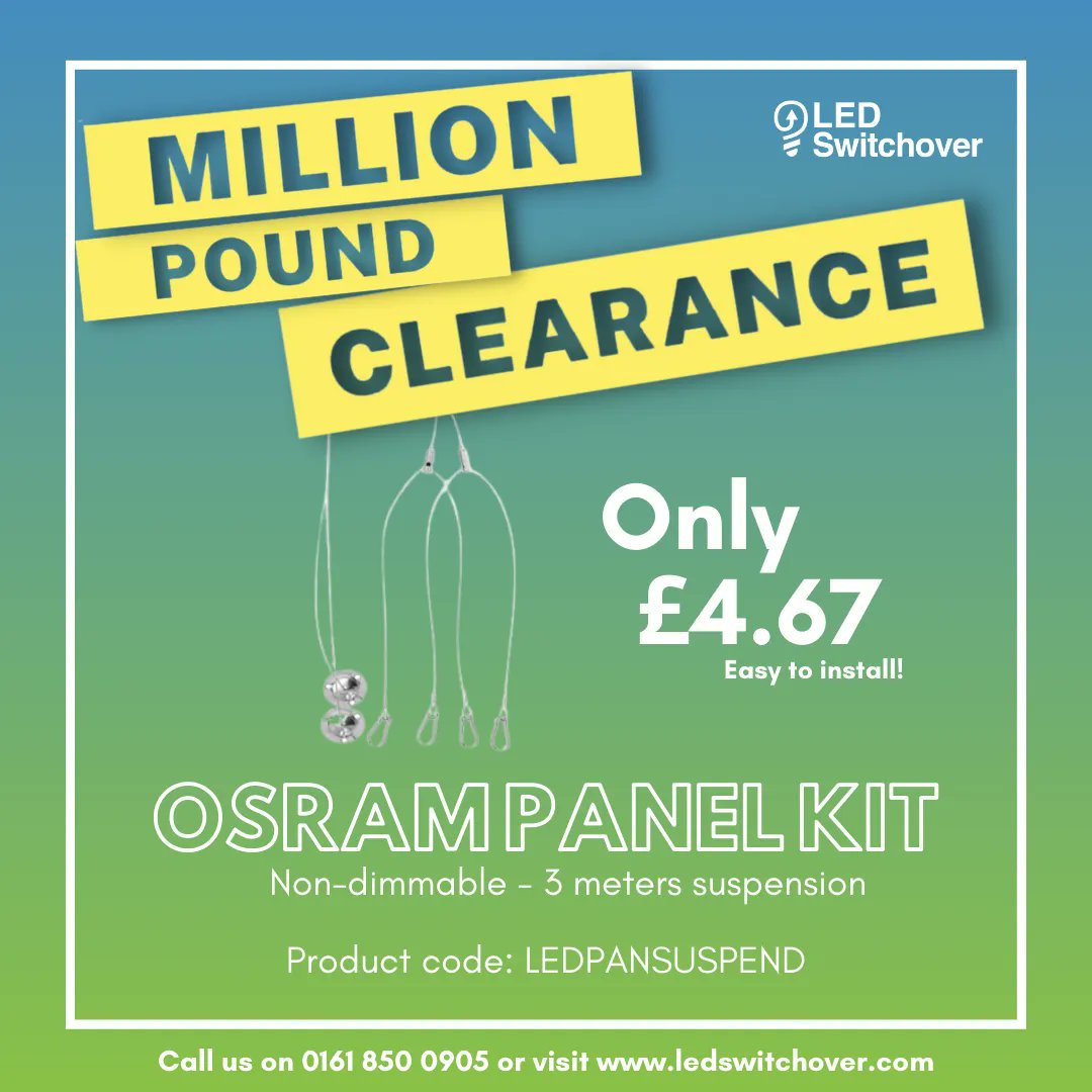 LEDSwitchover's tweet image. LED Panel Suspension Kit is a stunning main lamp-based product which is from a reliable brand. 🙂😍

#lightbulb #led #dealoftheday #ledswitchover #tubelight⠀⠀⠀⠀⠀
#deals #switchover #savemoney #millionpoundclearance⠀⠀⠀⠀⠀⠀
#ledbulb #ledlight #saveenergy #osrampanelkit