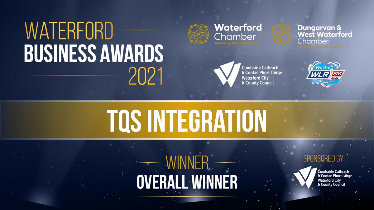 wlrfm's tweet photo. Huge congrats to the whole team at Lismore based @TQS_Integration, who have just been awarded the Overall Business Of The Year award at the 2021 Waterford Business Awards 🏆 #WBA21 https://t.co/LnM6vyGvC5
