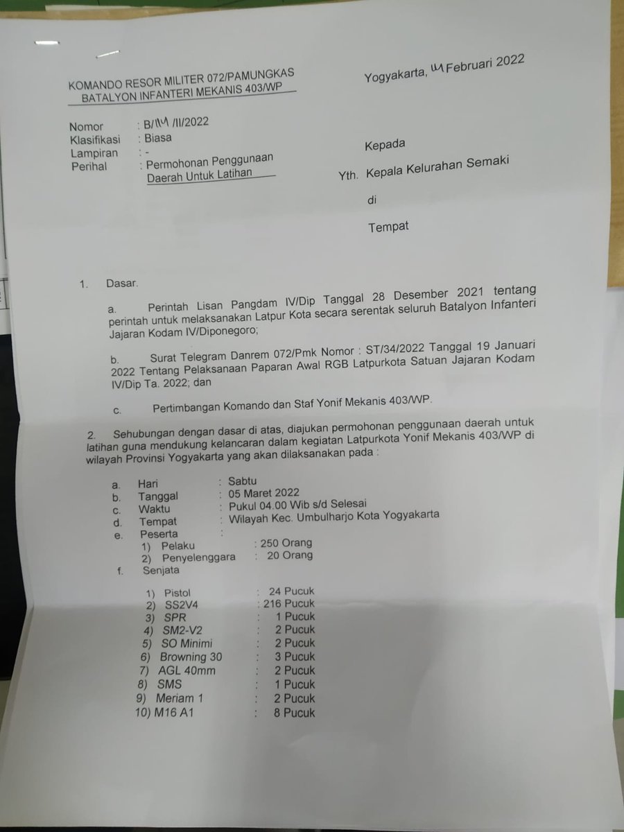 KangmasHermawan's tweet photo. Bsk pagi jam 3 dini hari sampai jam 07.30 Wib,
Pasukan Batalyon Korem 072 Pamungkas Yk gelar latihan perang kota.
Jd kalau kita dengar suara jedar jeder jedug,
tdk usah kaget &amp; panik.
Jl.Kenari,Jl.Kusuma Negara &amp; Jl.Timoho di TUTUP.

Matur sembah nuwun...🙏

Cc
@Jogja24Jam https://t.co/awjAVWLM3i