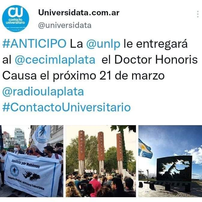 diegofrancu's tweet photo. Merecido reconocimiento a la trayectoria, militancia, coherencia y lucha del @cecimlaplata , un orgullo estos enormes compañeros, con quienes uno aprende siempre y un orgullo enorme como Platense, nuestra querida @unlp https://t.co/kn0mYeLgRn